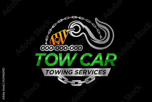 Towing car evacuation logo hook chain design winch truck rescue emergency accident service