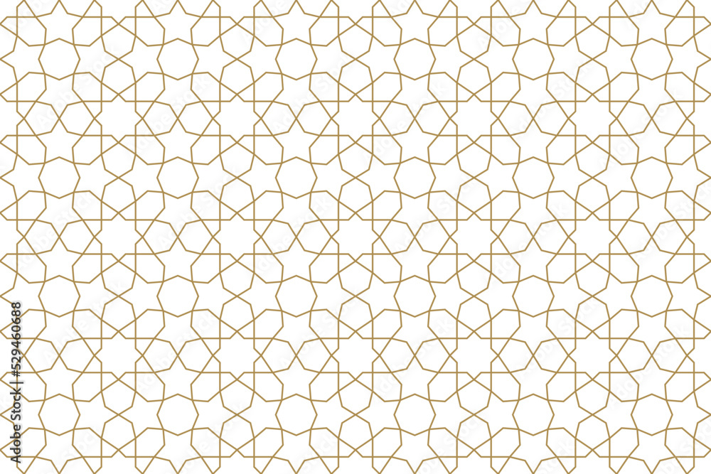 Seamless gold oriental pattern. Islamic background. Arabic linear texture. Vector illustration.