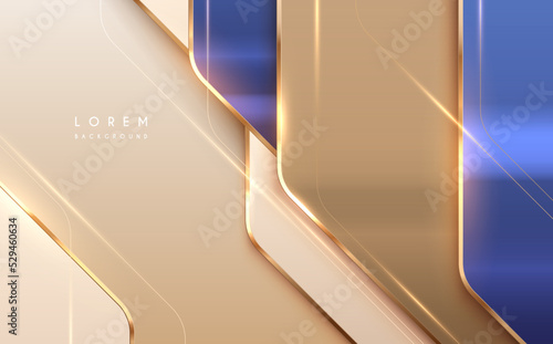 Abstract blue and gold luxury layers background