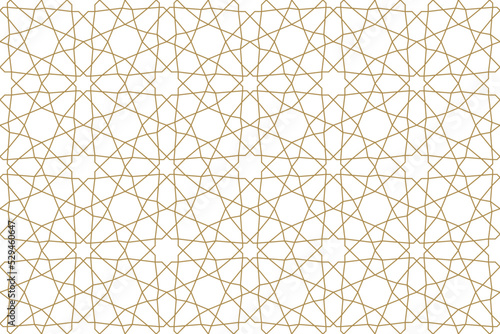 Seamless gold oriental pattern. Islamic background. Arabic linear texture. Vector illustration.