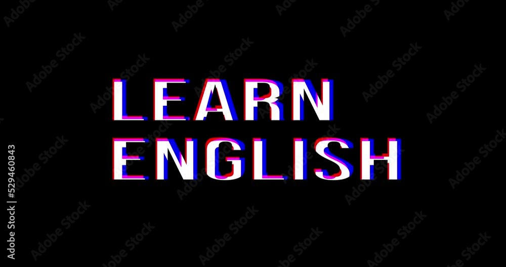 Learn English. White stamp text on a background. Learning animation. Learn English. White stamp text on a background. Learning animation.
