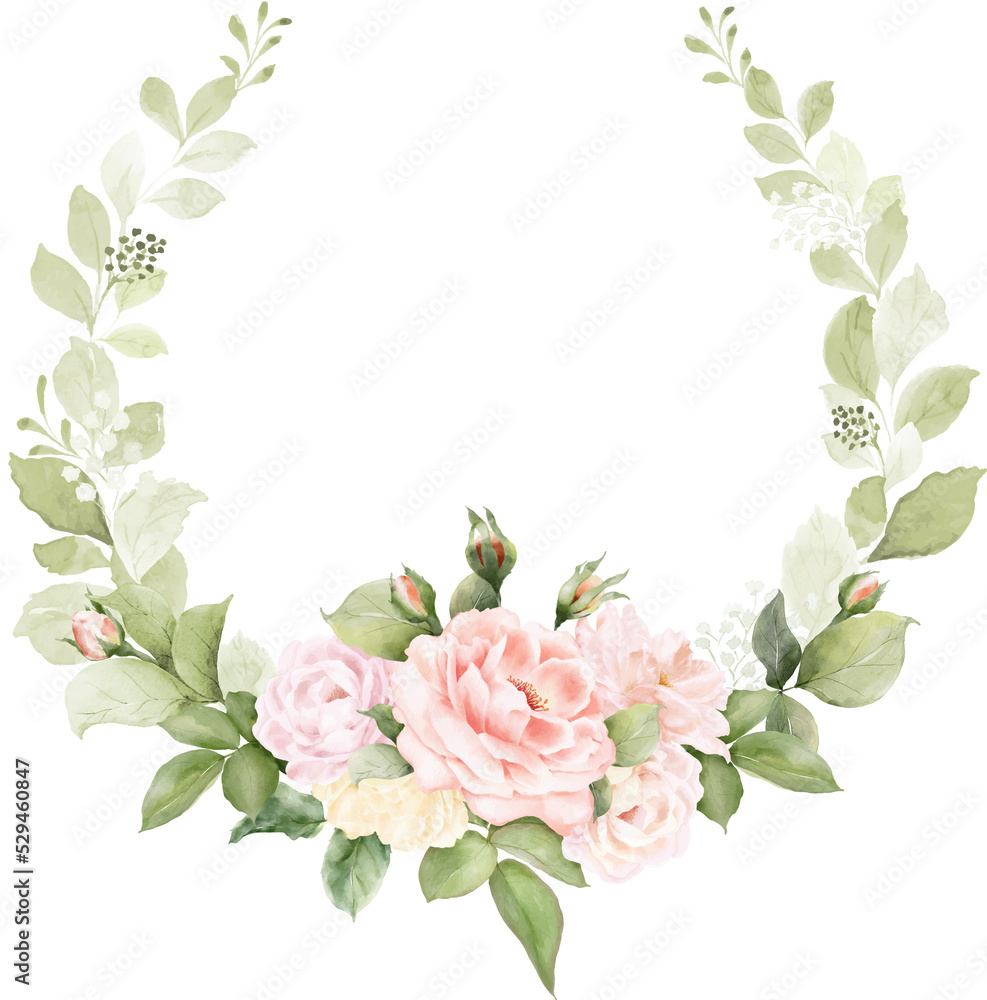 Watercolor Flower Wreath Frame