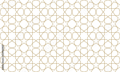 Seamless gold oriental pattern. Islamic background. Arabic linear texture. Vector illustration.