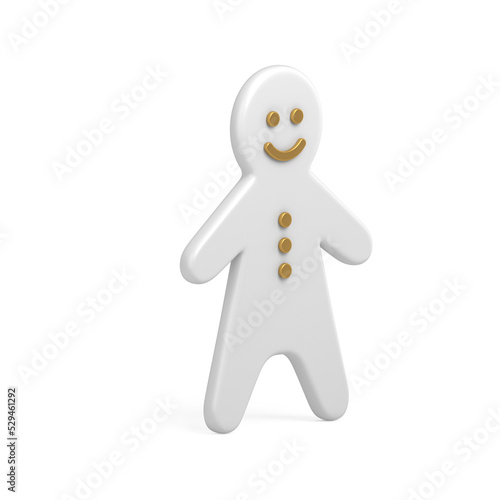 Gingerbread christmas man. White festive sweet decoration for new years table