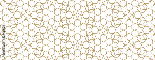 Seamless gold oriental pattern. Islamic background. Arabic linear texture. Vector illustration.