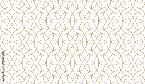 Seamless gold oriental pattern. Islamic background. Arabic linear texture. Vector illustration.