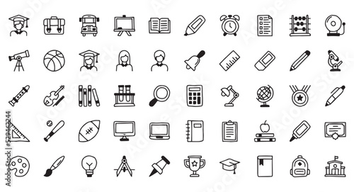 school icon pack, education icon set, handdrawn icon photo