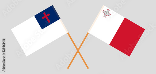 Crossed flags of christianity and Malta. Official colors. Correct proportion