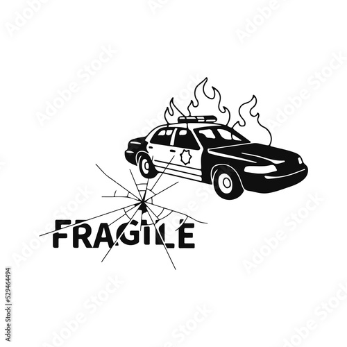 vector illustration of burning car concept