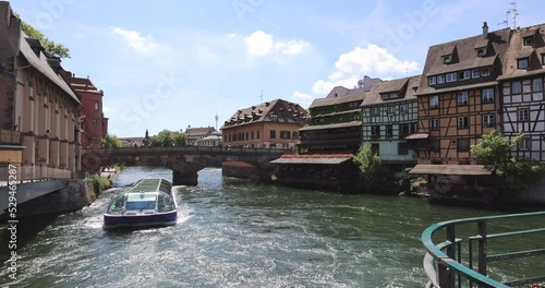 Boat in the district of Petite france in Strasbourg