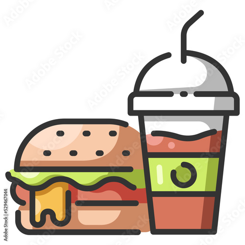 burger and smoothie line color icon