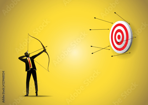 Unfortunate attempt to hit the target vector illustration