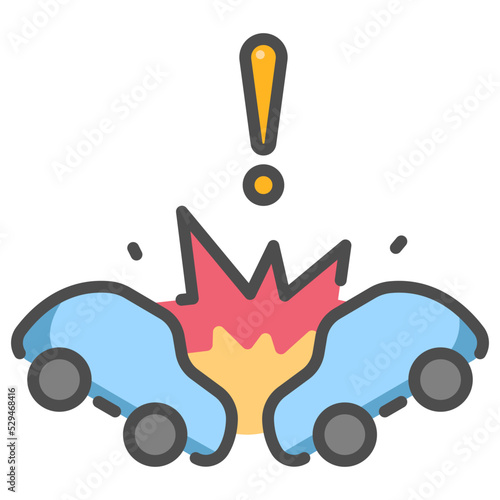 car accident line color icon