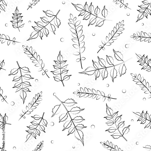 seamless leaves pattern with doodle  cartoon style