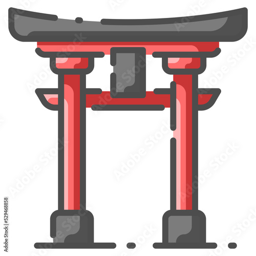 torii shrine line color icon