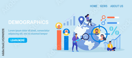 Overpopulation, human crowd density growth on earth. Demographic statistics data for elderly people. Sociology. Demography, migration. Scientist studying population growth, analyze demographics data