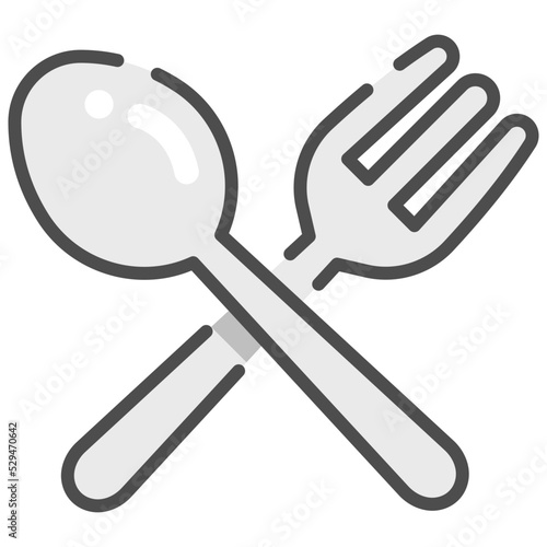 fork spoon cross line color icon