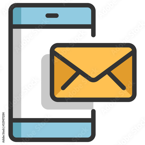 smartphone email line color icon