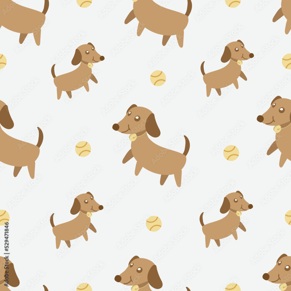 Cute dog dachshund puppy doodle cartoon pattern