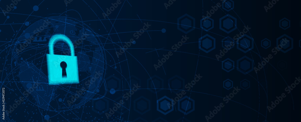 internet digital security technology concept for business background. Lock on circuit board internet digital security technology concept for business background. Lock on circuit board