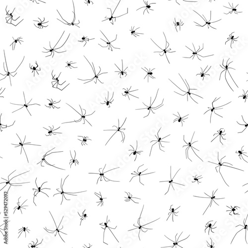 Spiders black isolated vector seamless pattern