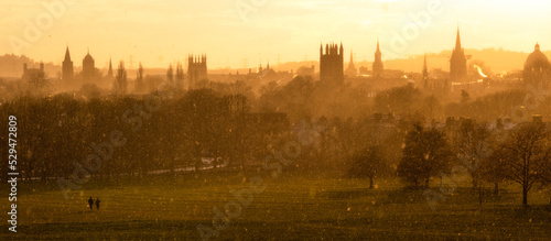 sunset over city of Oxford photo