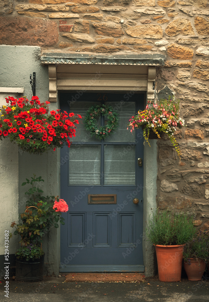 Door with flowers in an English house