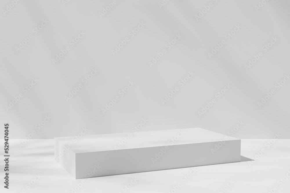 Empty platform pedestal in white room Empty platform pedestal in white room