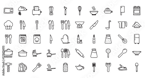 kitchen icon pack, kitchenware icon set, handdrawn icon