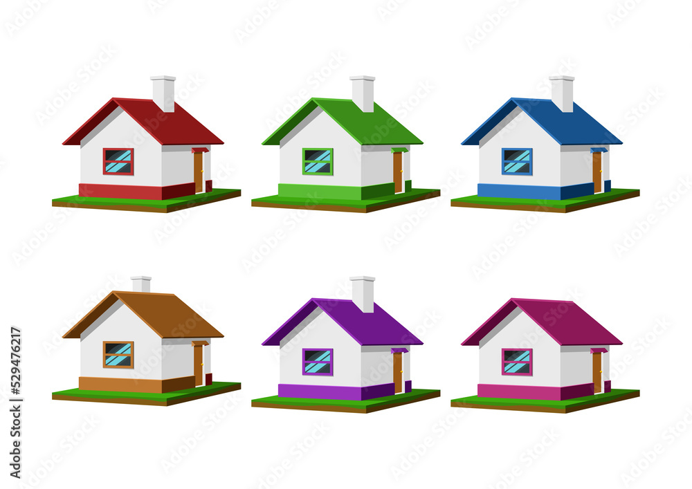 Naklejka premium Set of houses PNG illustration with transparent background