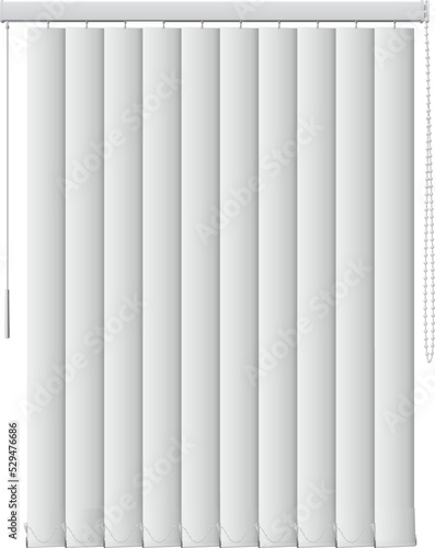 White window blinds vertical textile curtains realistic vector illustration