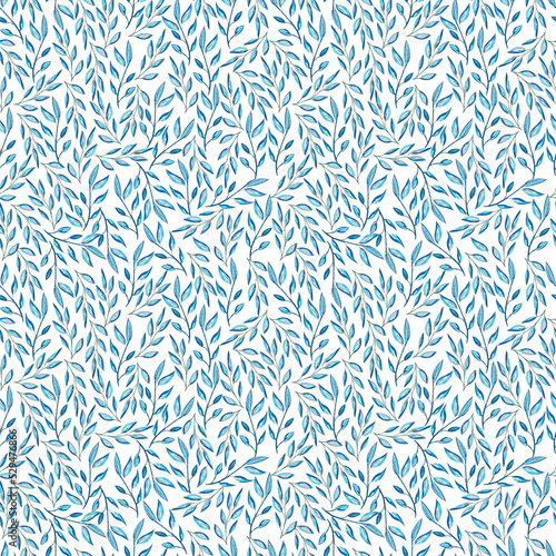 Seamless pattern with leaves on a white background  © Nadin_Rishana