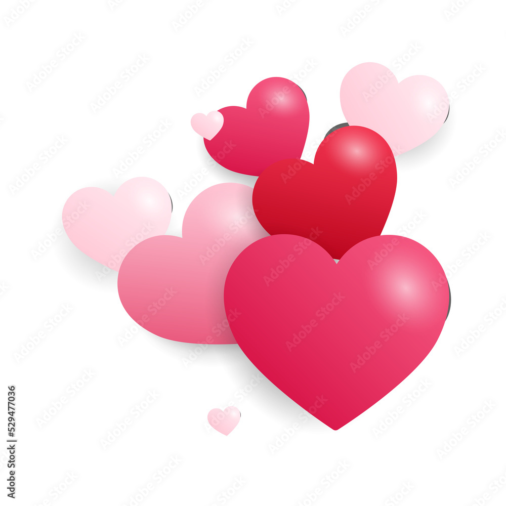 Pink and red heart isolated background, illustration 