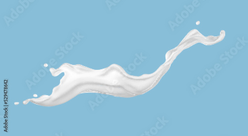 Milk splash isolated on blue background. Realistic vector illustration