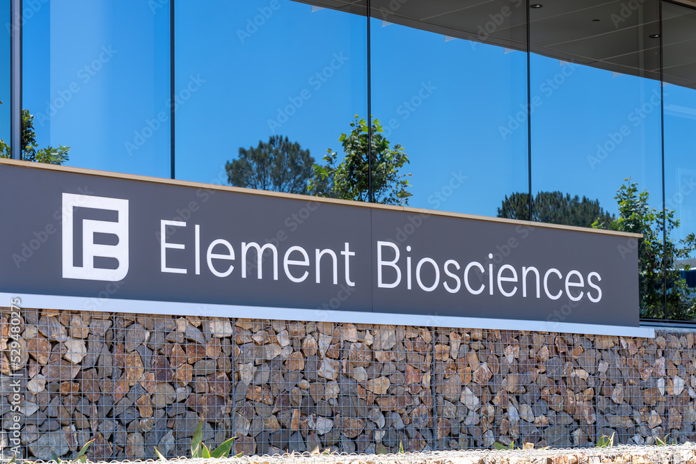 San Diego, CA, USA July 9, 2022 Element Biosciences sign is shown at