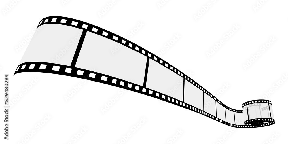 Film roll - Photo cinema video theme - Design element isolated on a white background - Black and white colors
