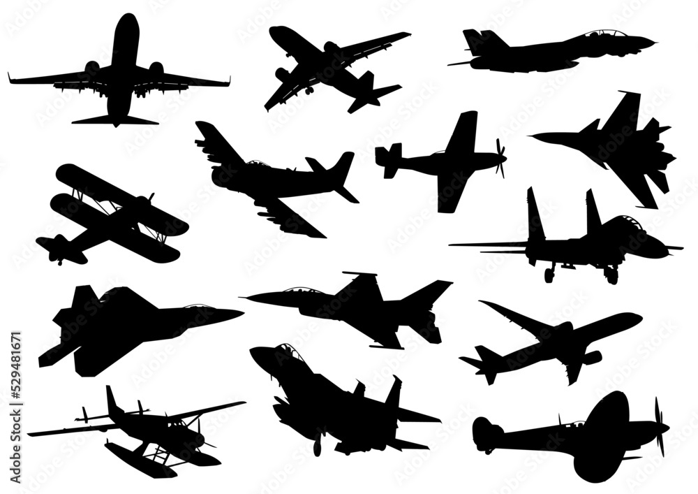 silhouettes of airplanes silhouettes of airplanes
