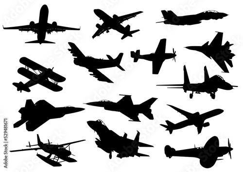silhouettes of airplanes