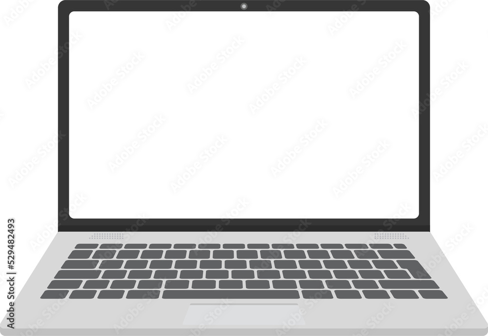 Transparent open laptop with white screen Transparent open laptop with white screen