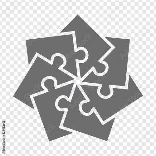 Simple icon star puzzle in gray. Simple icon polygon puzzle of the seven elements  on transparent background for your web site design, app, UI. EPS10.