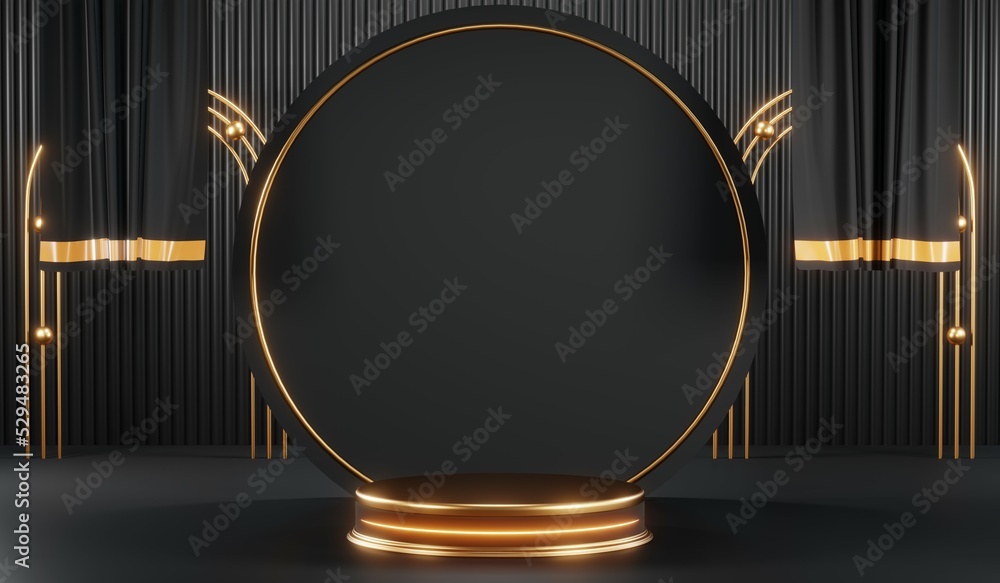3D rendering of blank product background for cream cosmetics Modern black podium background 3D rendering of blank product background for cream cosmetics Modern black podium background