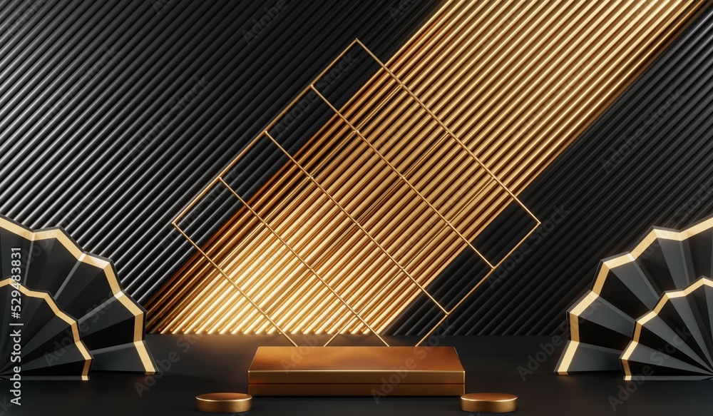 3D rendering of blank product background for cream cosmetics Modern black podium background 3D rendering of blank product background for cream cosmetics Modern black podium background