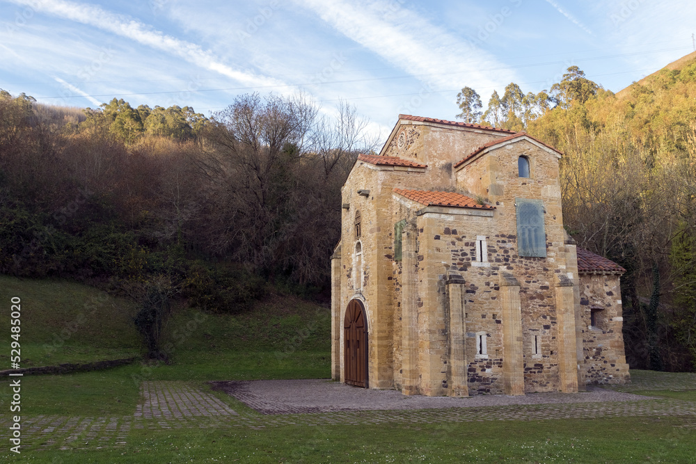 View of the church of St Mary at Mount Naranco. Oviedo, Asturias, Spain. Europe