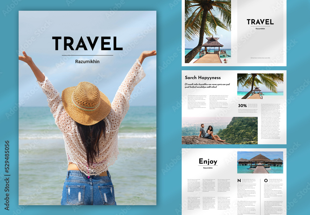 Travel Magazine Layout Stock Template | Adobe Stock