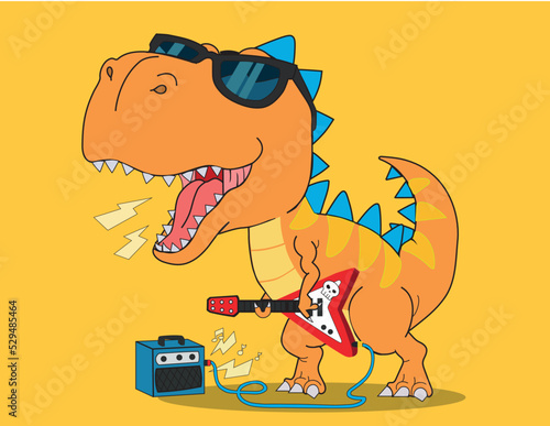 Dinosaurio, Dino con guitarra, Dinosaurio musico, Dibujo de dinosaurio © Jonathan
