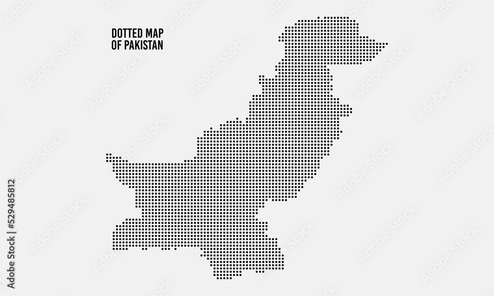 Dotted Map of Pakistan Vector Illustration with Light Grey Background