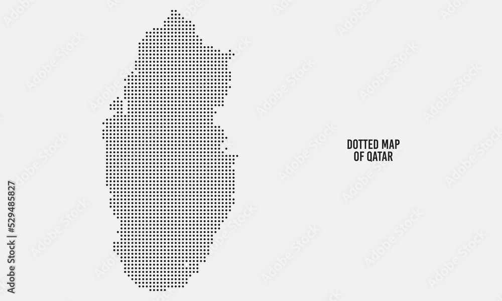 Dotted Map of Qatar Vector Illustration with Light Grey Background