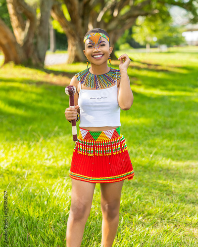 African Zulu maiden in traditional wear