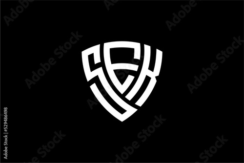 SEK creative letter shield logo design vector icon illustration