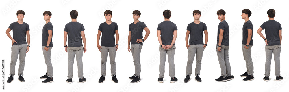 large group of same teen standing on white background large group of same teen standing on white background